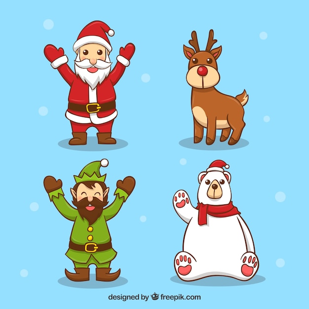 Free Vector | Christmas characters with cute style