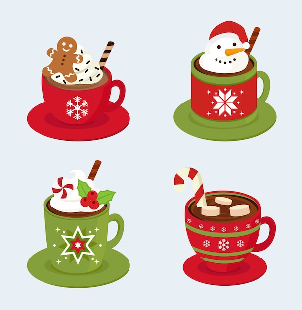 Premium Vector | Christmas coffee set