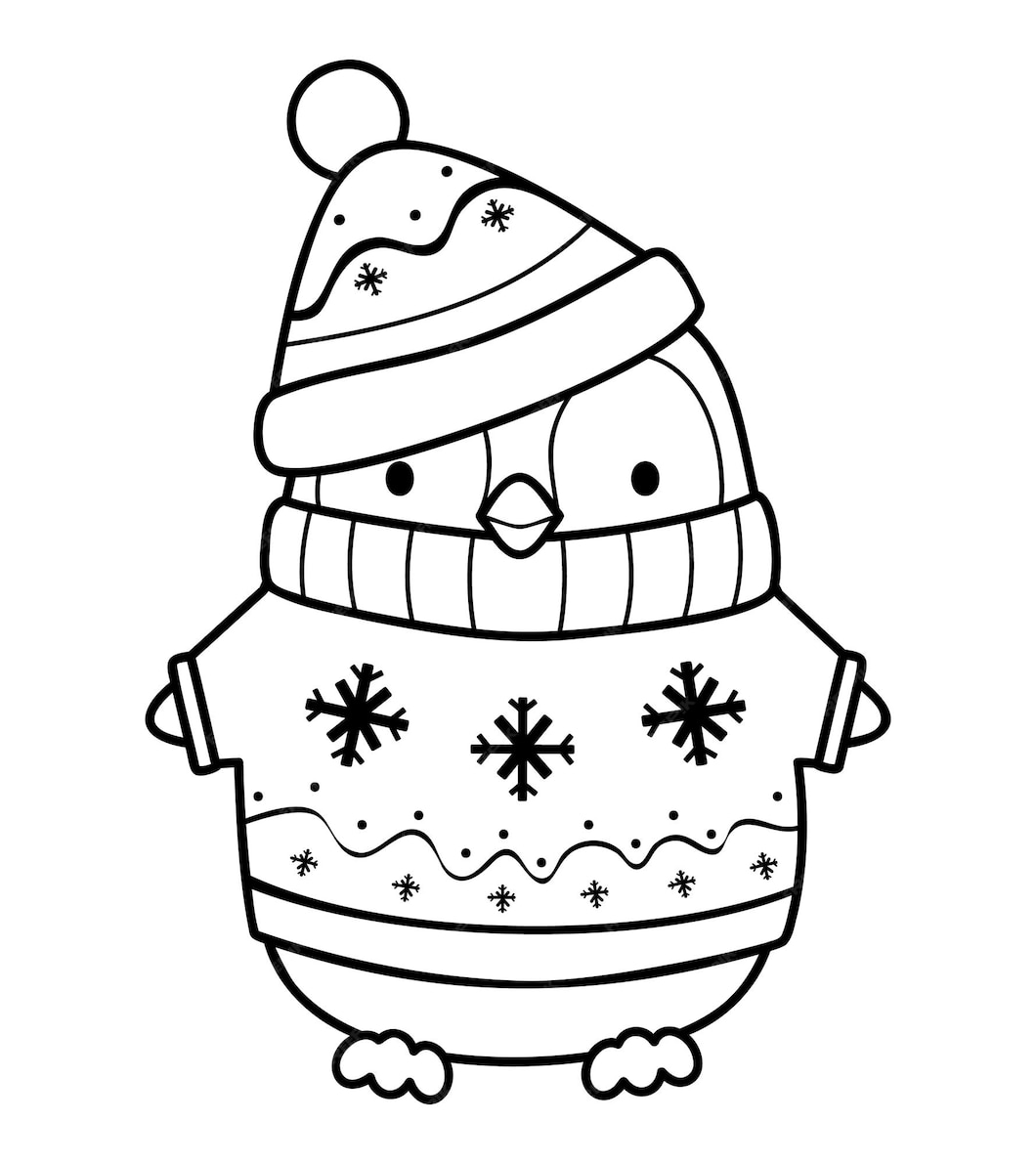 Premium Vector | Christmas coloring book or page. christmas penguin ...