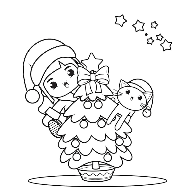 Premium Vector | Christmas coloring book with cute girl48