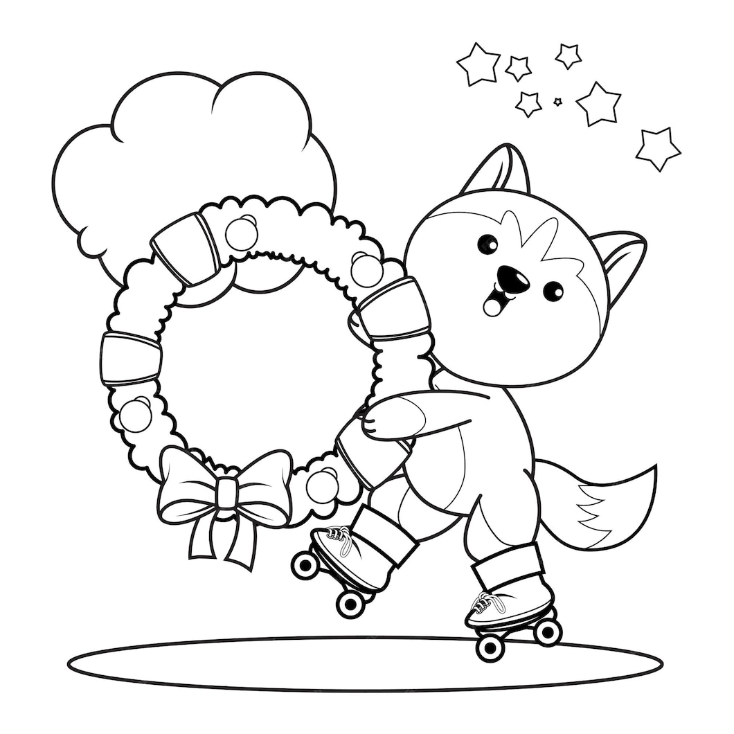 Premium Vector | Christmas coloring book with cute husky42