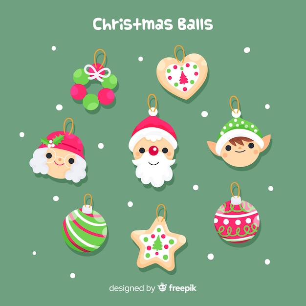 Download Christmas cute balls pack | Free Vector