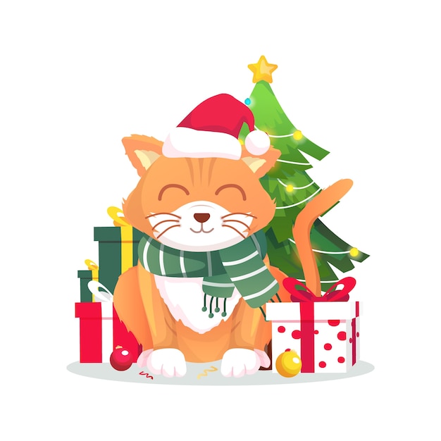 ã‚®ãƒ•ãƒˆãƒ™ã‚¯ãƒˆãƒ«ã‚¤ãƒ©ã‚¹ãƒˆã¨ã‚¯ãƒªã‚¹ãƒžã‚¹ã‹ã‚ã„ã„çŒ« ãƒ—ãƒ¬ãƒŸã‚¢ãƒ ãƒ™ã‚¯ã‚¿ãƒ¼