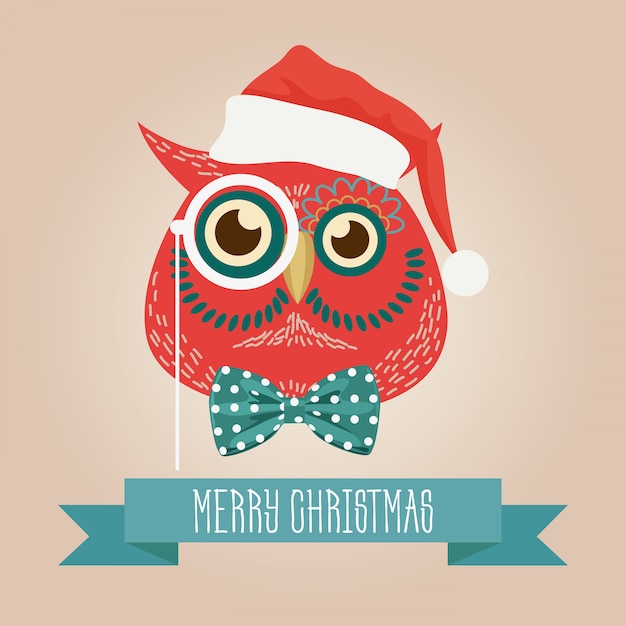 Download Christmas cute forest owl logo | Premium Vector
