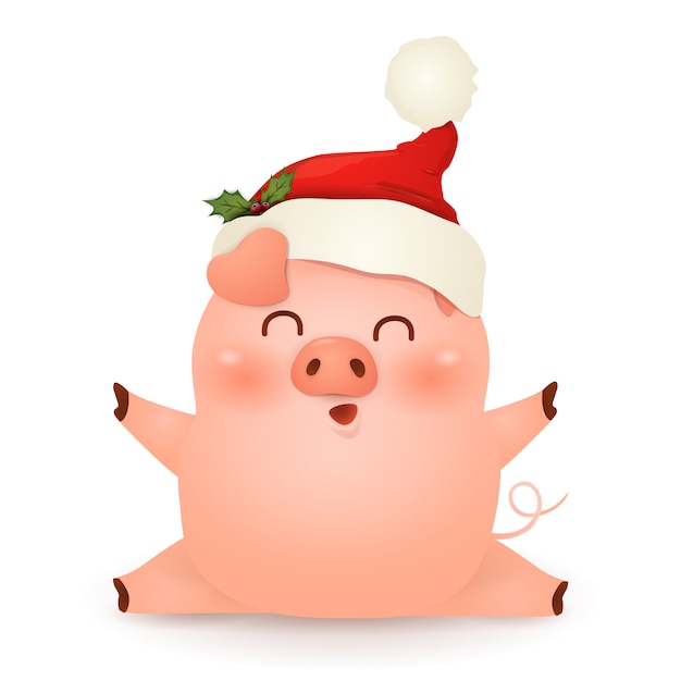 Download Premium Vector | Christmas cute, little pig cartoon ...