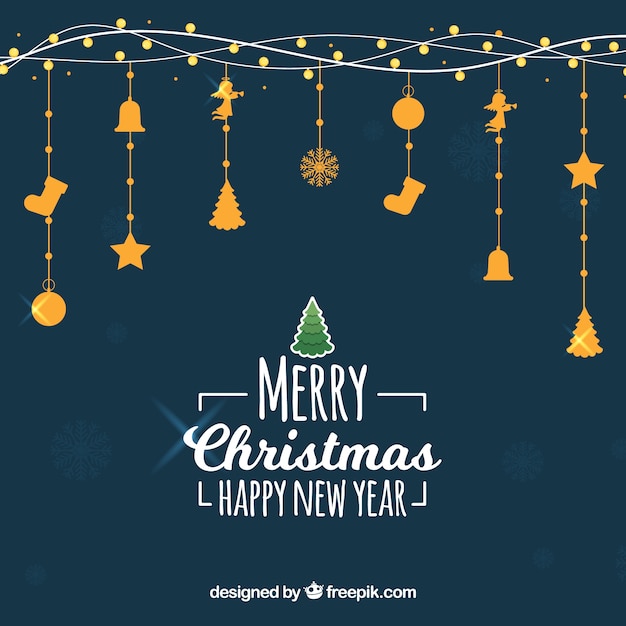 Download Download Vector Christmas Dark Blue Background With Golden Decorations Vectorpicker Yellowimages Mockups