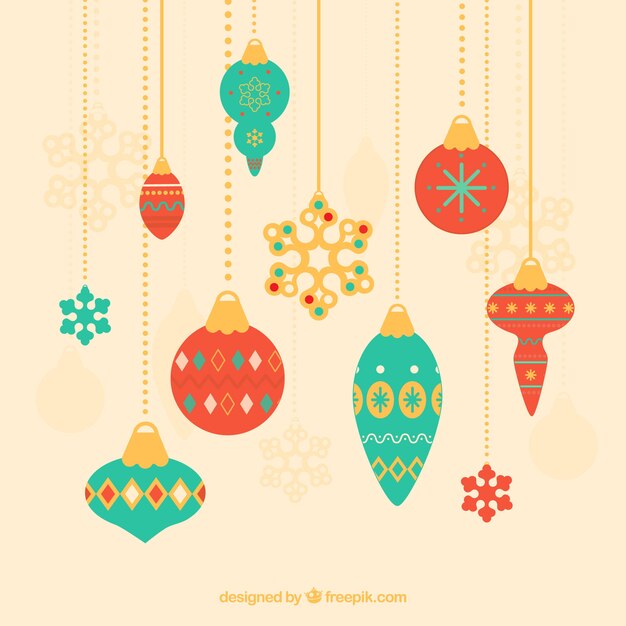 Free Vector | Christmas decoration background with elegant baubles