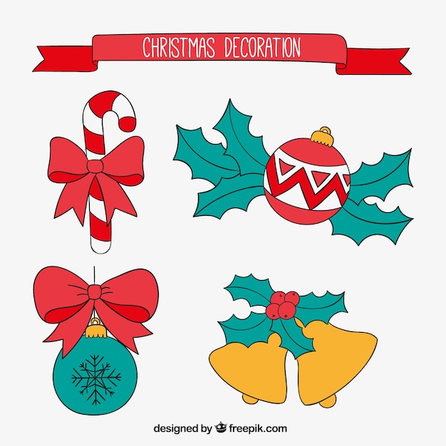 Christmas decoration set  Free Vector