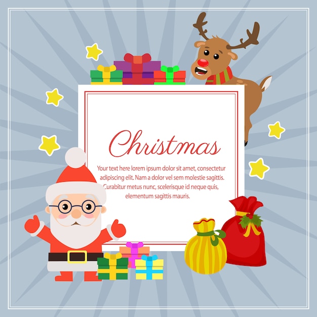 Christmas Decoration Square Text Santa Gift Sacks Stock Vector