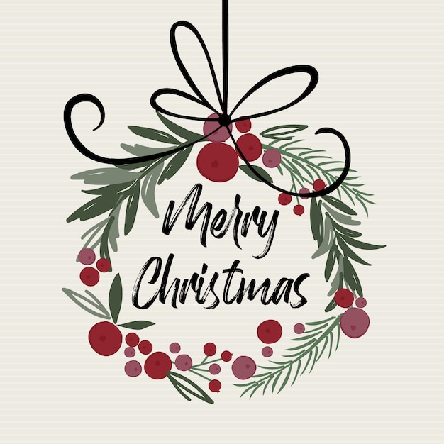 Download Premium Vector | Christmas decoration wreath with merry ...