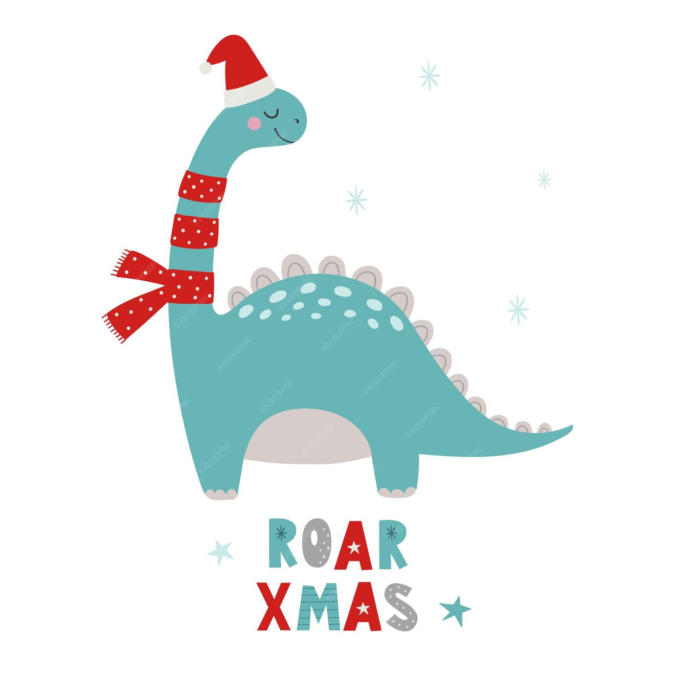 Premium Vector | Christmas dinosaurs roar xmas dino xmas vector ...