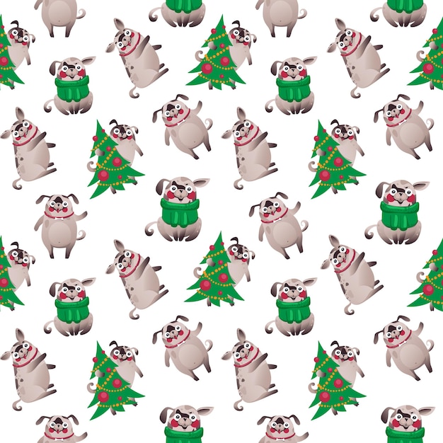 クリスマスの犬の壁紙 かわいいキャラクターの犬 ベクトルeps 10 プレミアムベクター