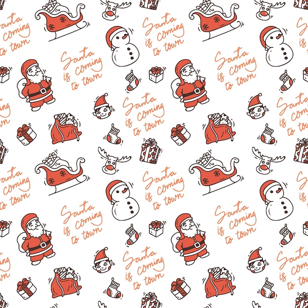 Premium Vector | Christmas doodle background