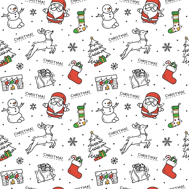 Christmas doodle background  Premium Vector