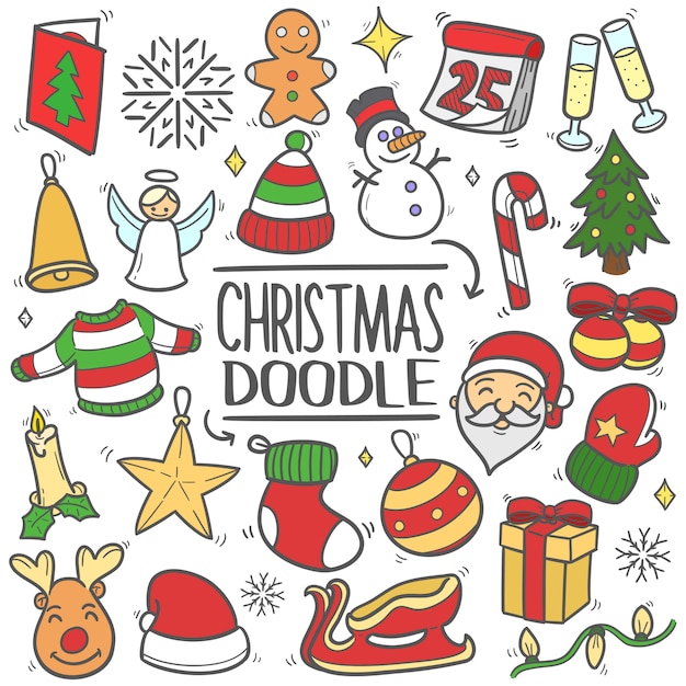 Christmas doodle clip art vector set Vector  Premium Download