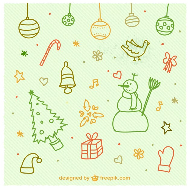 Download Christmas doodles set Vector | Free Download