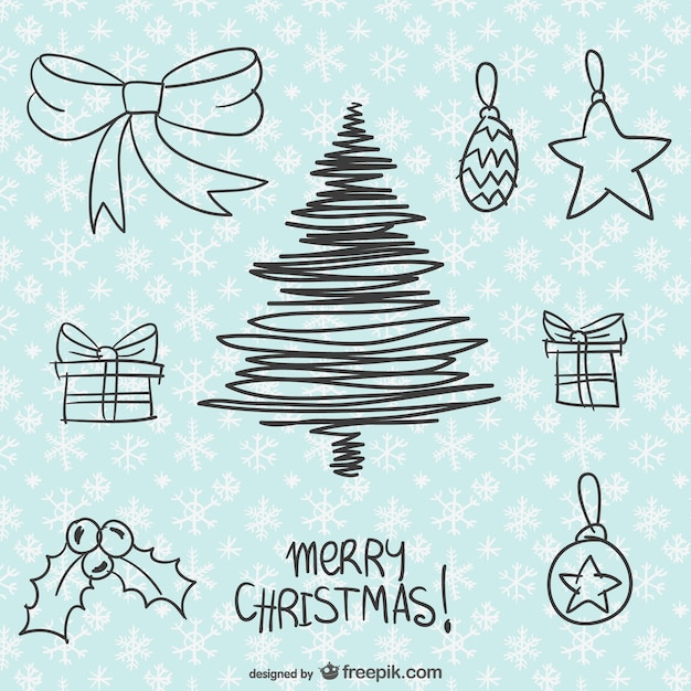 Free Vector  Christmas drawings pack