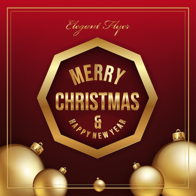 Premium Vector Christmas Elegant Flyer Template On Red Background