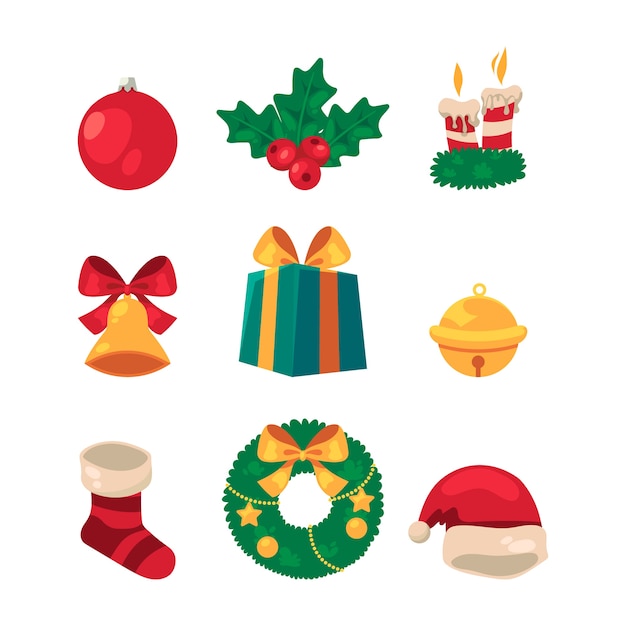 Download Christmas element collection in flat design Vector | Free ...