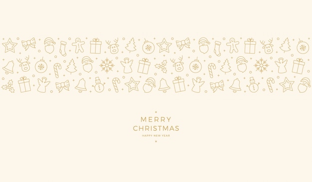 Premium Vector | Christmas element icons gold banner background