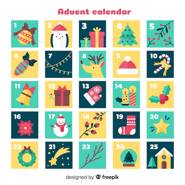 Free Vector Christmas elements advent calendar