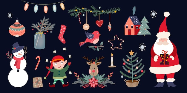 Premium Vector | Christmas elements collection, winter seasonal design