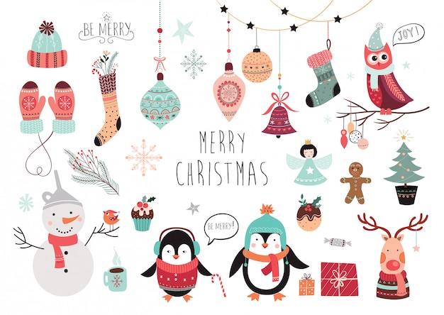 Download Christmas elements collection | Premium Vector