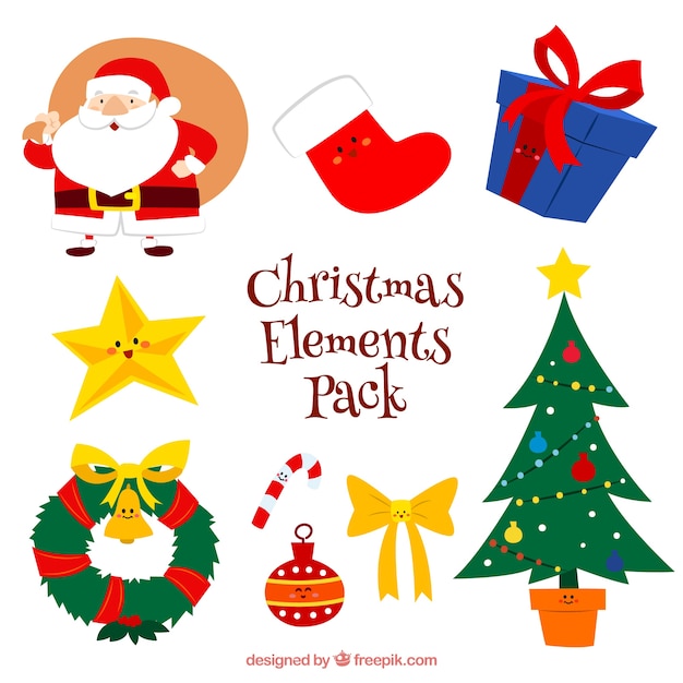 Download Free Vector | Christmas elements pack