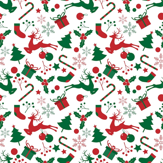 Premium Vector | Christmas elements seamless pattern.