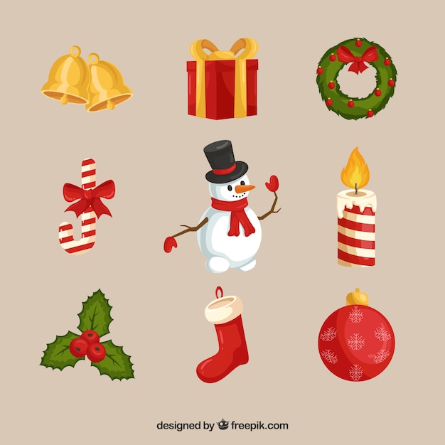 Download Download Vector Cute Christmas Elements In Flat Design Vectorpicker SVG Cut Files