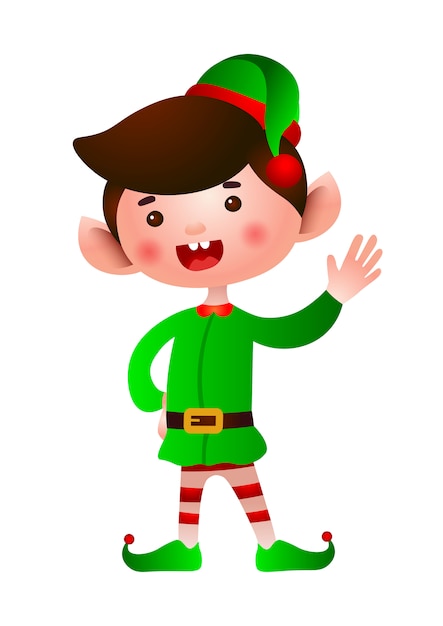 Download Free Vector Christmas Elf Waving Hand Illustration PSD Mockup Templates