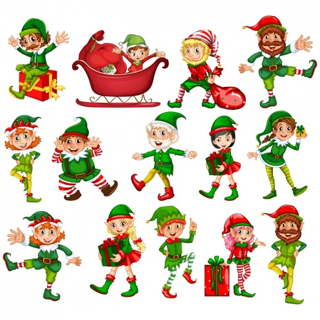 Premium Vector Christmas Elfs Collection