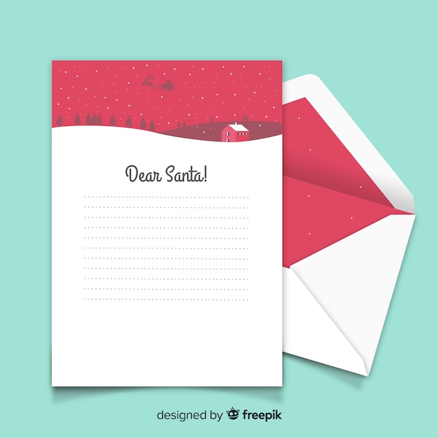 Christmas Envelope And Letter Design Free Vector