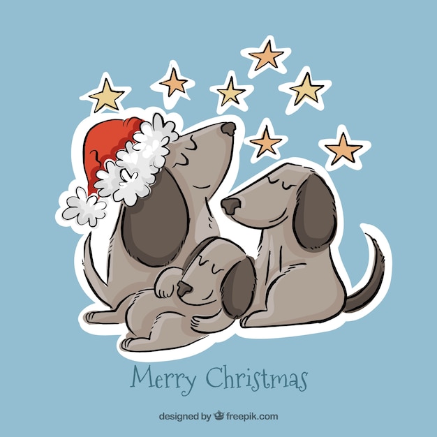 Christmas family background of dogs