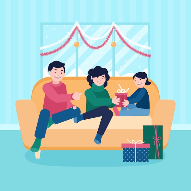 Download Free Vector | Christmas family illustration in flat design