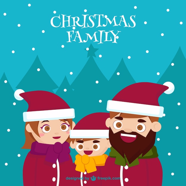 Christmas family illustration Vector Free Download