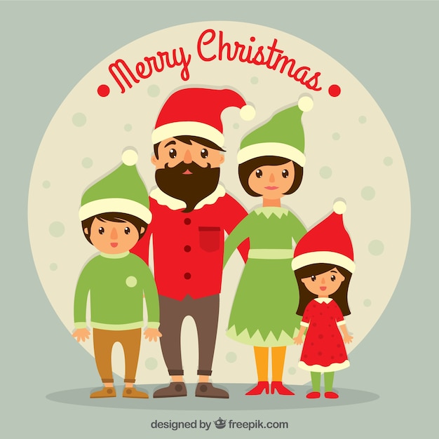 Download Christmas family illustration | Free Vector