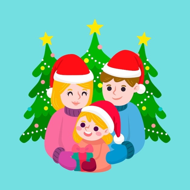 Free Vector | Christmas family scene concept in hand drawn