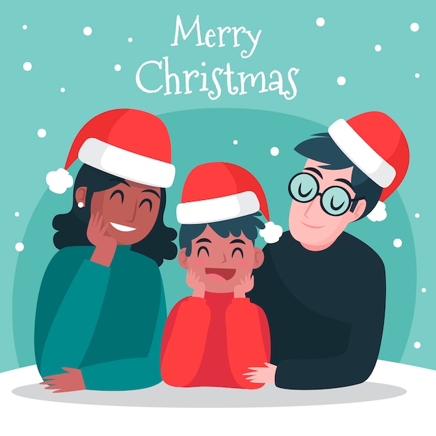 Free Vector | Christmas family scene concept in hand drawn