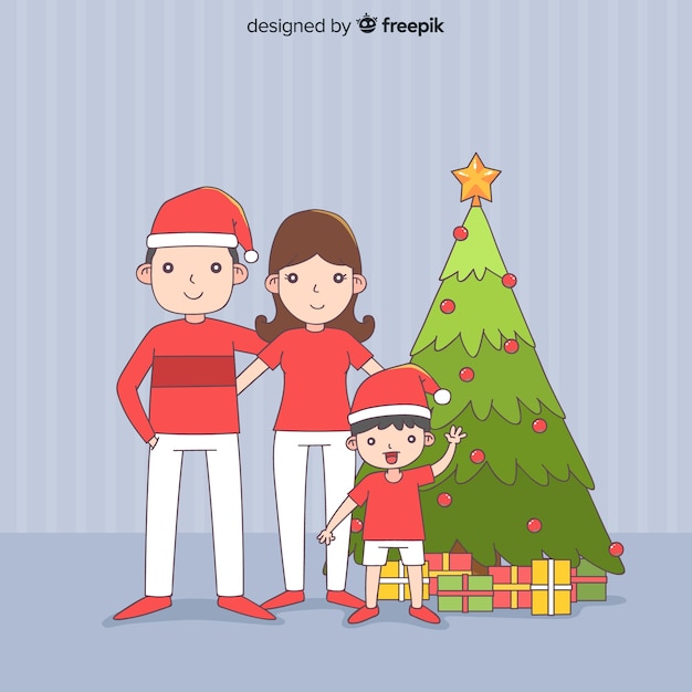 Christmas family scene | Free Vector