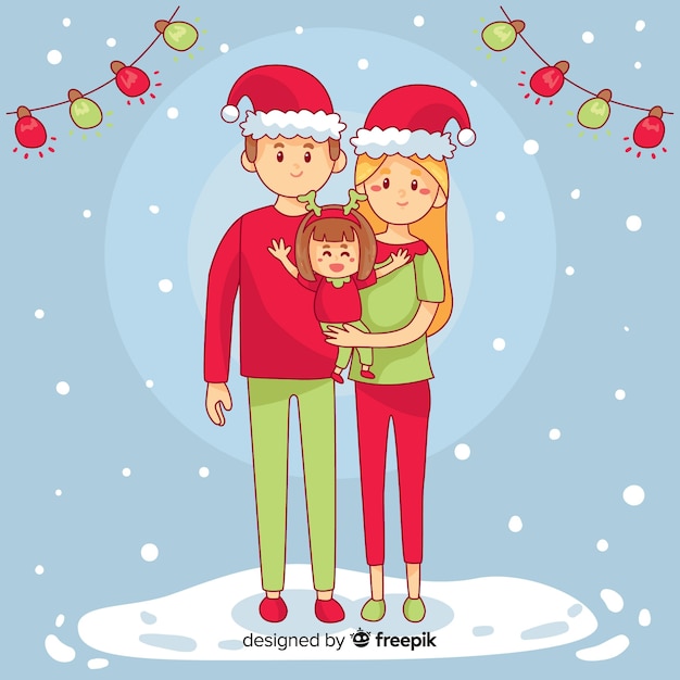 Download Christmas family scene | Free Vector