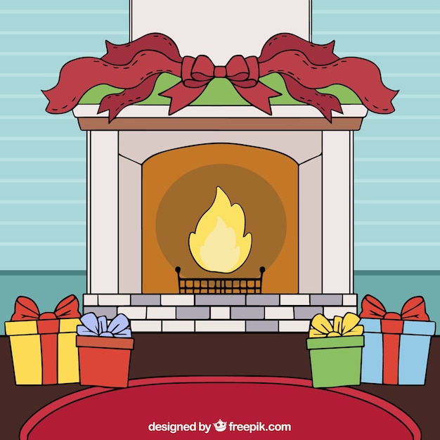 Free Vector | Christmas fireplace background