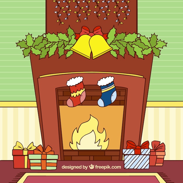 Free Vector | Christmas fireplace background