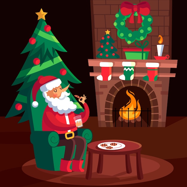 Free Vector | Christmas fireplace scene concept in flat design