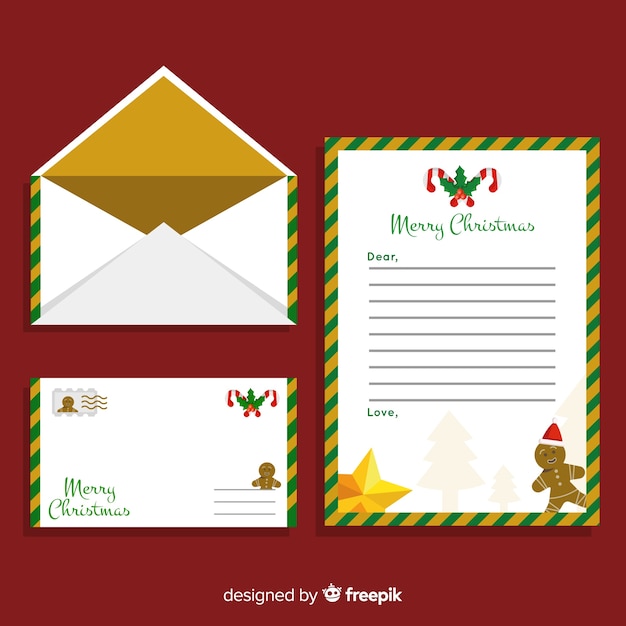 Christmas Flat Envelope Template Free Vector