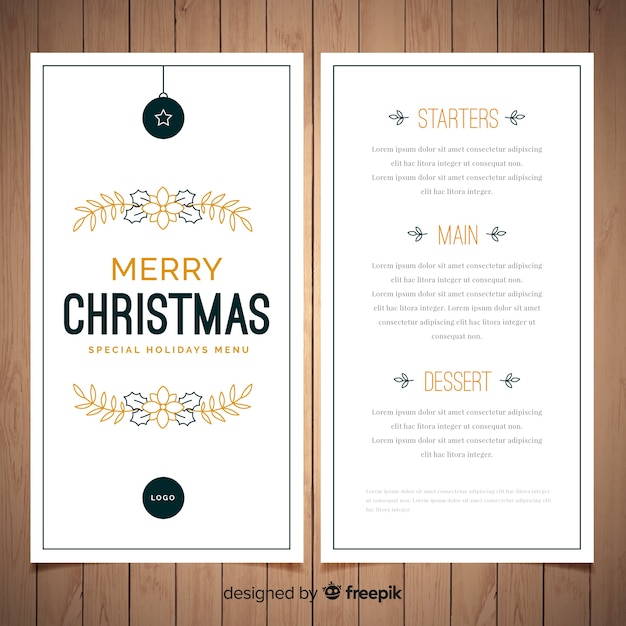 Free Vector | Christmas flat ornaments menu template