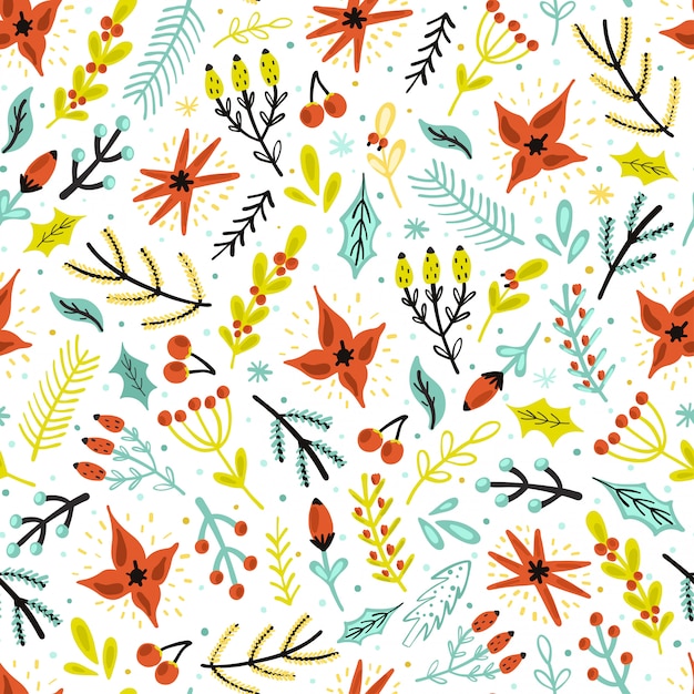 premium-vector-christmas-flowers-and-plants-seamless-pattern