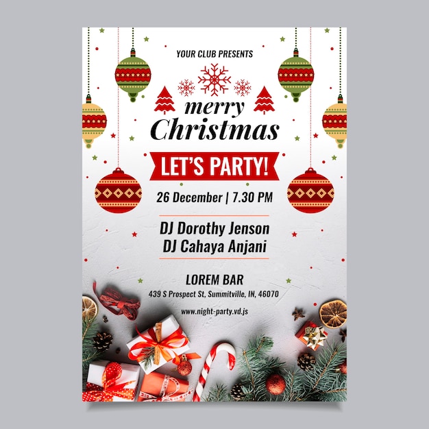 Free Vector Christmas flyer template with photo