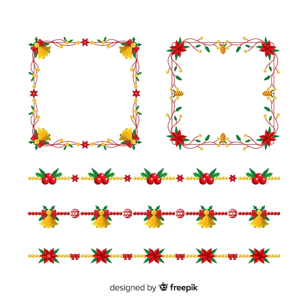 Christmas frames and borders in flat design Free Vector