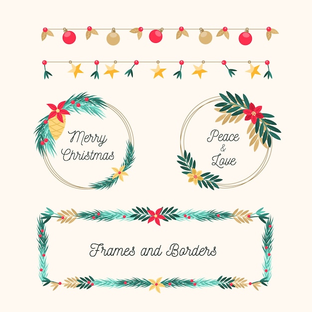 Christmas frames and borders in flat design Vector | Free Download